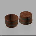 Two Wooden Barrels With Striped Bands As Practical Household Storage Items