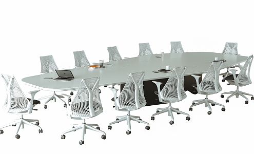 Modern Conference Table and Chair Combination Rotating Office Chair Conference Table 3d model