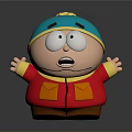 3D Rendered Cartoon Character With Red Jacket Orange Pockets Blue Yellow Hat And Surprised Expression