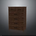 Brown Wooden Dresser With Textured Surface Multiple Drawers And Black Handles