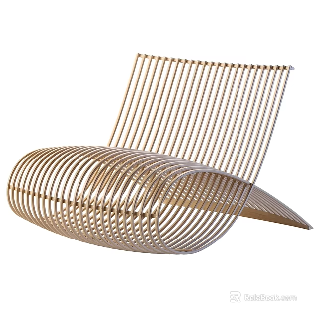 Modern Leisure Chair With Curved Slatted Design And Sleek Ergonomic Structure 3d model 