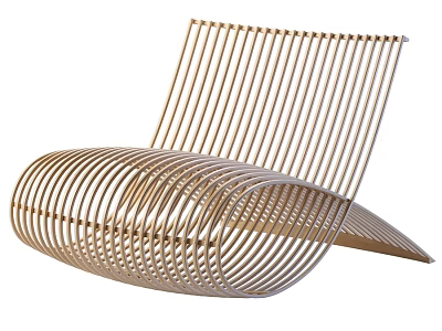 Modern Leisure Chair With Curved Slatted Design And Sleek Ergonomic Structure 3d model