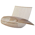 Modern Leisure Chair With Curved Slatted Design And Sleek Ergonomic Structure