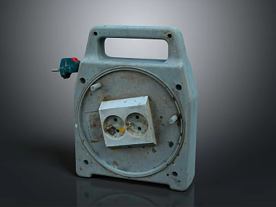 Vintage Gray Switch Panel With Handle And Worn Out Socket Design 3d model