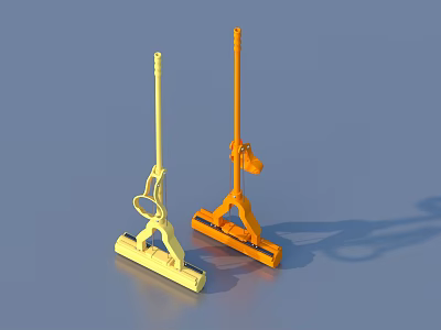 Household Cleaning Mops in Yellow and Orange Colors for Home Use 3d model