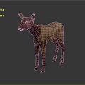 Brown and Light Brown Fawn Standing on Gray Background 3D Rendering Model