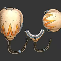 Tan Colored Helmets with Orange Lightning Patterns Special Forces Text and Breathing Tubes Displayed 3d model