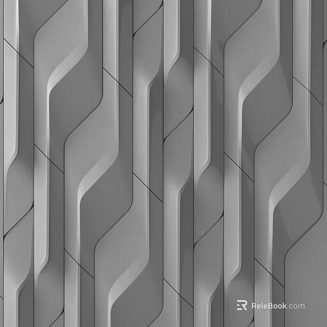 Modern Gray Wall Featuring Wavy Geometric Lines And 3D Textured Design 3d model 