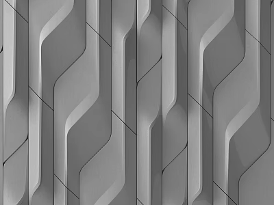 Modern Gray Wall Featuring Wavy Geometric Lines And 3D Textured Design 3d model