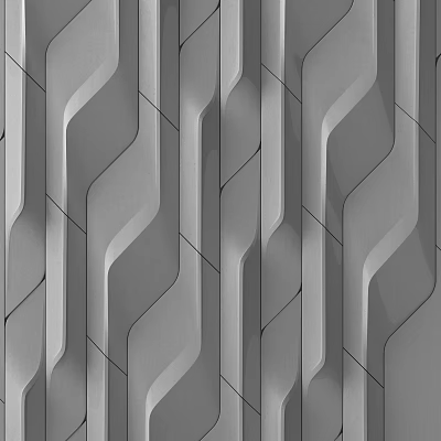 Modern Gray Wall Featuring Wavy Geometric Lines And 3D Textured Design 3d model