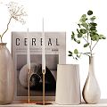 Modern Ornaments Combination Ornaments Decoration Ornaments Combination Plant Books Reed Flower Ceramic Utensils Candle Vase Flower bouquet 3d model