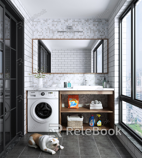 Modern Washing Machine Cabinet Balcony Laundry model