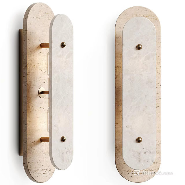 Elegant Modern Marble Wall Light With Metal Accents For Interior Wall Decor 3d model 