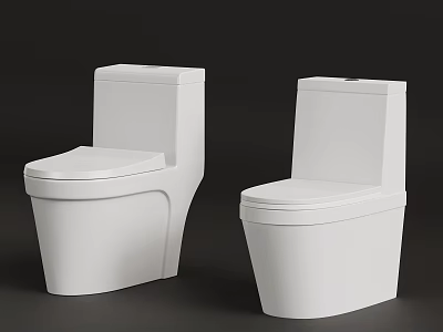 Two Modern White Ceramic Toilets with Sleek Design and Clean Lines 3d model