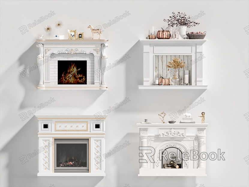 simple European fireplace combination stove furnishings firewood model