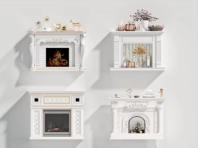 simple European fireplace combination stove furnishings firewood 3d model