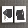 Abstract Geometric Wall Art With Black Frames And White Background Two Pieces 3d model