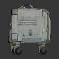 Compact Mechanical Creature Robot With Metallic Shell Green Accents Control Panel And Movable Wheels