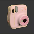 Pink Compact Instant Camera Digital Device With Square Design Round Lens And Flash 3d model