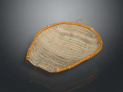 Woven Shallow Household Tray With Orange Border And Handle For Daily Use 3d model