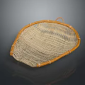 Woven Shallow Household Tray With Orange Border And Handle For Daily Use