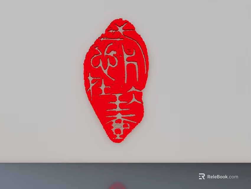 Traditional Red Sculpture Carving Featuring Intricate Patterns And Artistic Design 3d model 