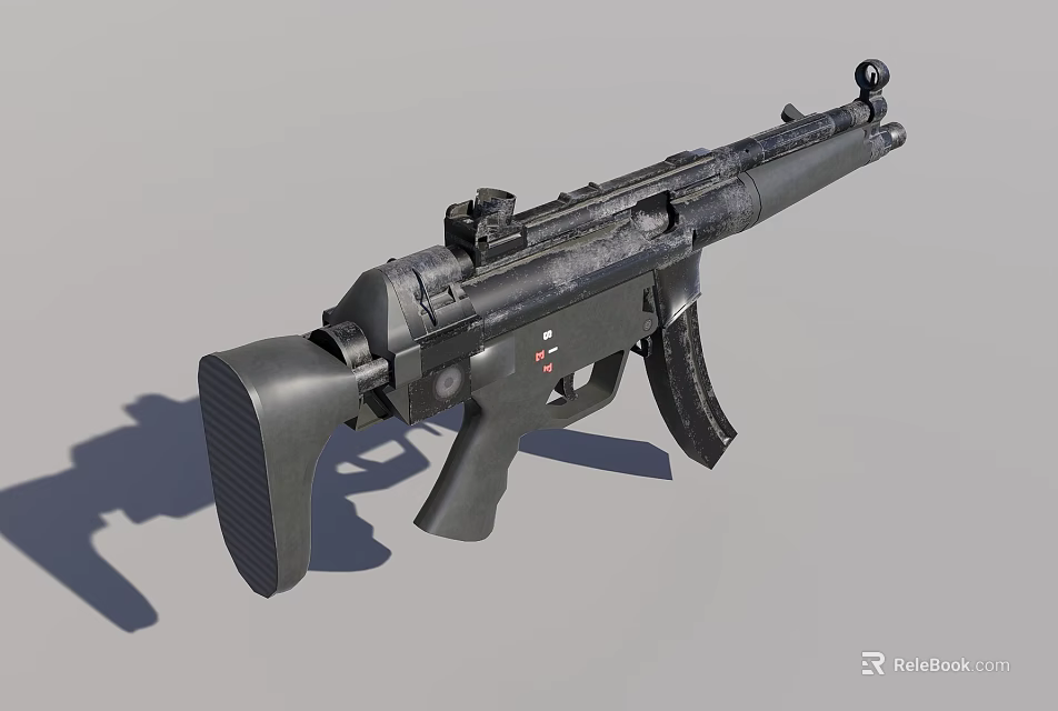 Tactical Submachine Gun Featuring Black Finish Detachable Magazine And Picatinny Rail 3d model 