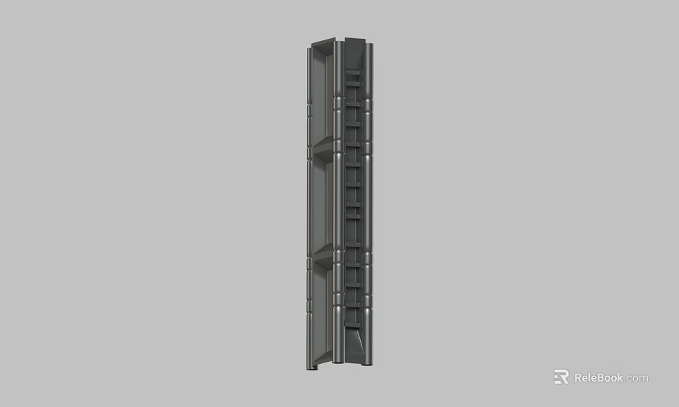 Gray Vertical Storage Rack With Multi Layer Design For Home Organization Use 3d model