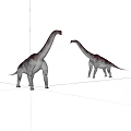 Two Sauropod Dinosaurs With Long Necks Gray Red Patterns On White Background
