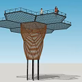 Modern Woven Design Tower Featuring Top Platform And People Standing 3d model