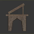 Rustic Wooden Bench With Simple Structure And Natural Wood Grain Surface 3d model