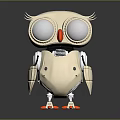Cute White Robot Owl With Large Eyes Orange Beak And Metallic Body