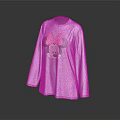 Kids Purple Long Sleeve T shirt With Minnie Mouse Face And Pink Bow Design