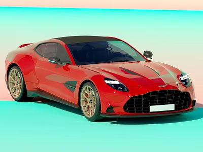 Red Sports Car With Sleek Design Black Roof And Alloy Wheels 3d model
