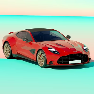 Red Sports Car With Sleek Design Black Roof And Alloy Wheels 3d model