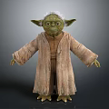 Green Skinned Long Eared Fictional Character Wearing Brown Robe With White Hair Standing Pose