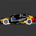 Audi Racing Car With Black Yellow Livery Sponsor Logos And Aerodynamic Wing