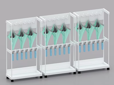 Multi Layer White Display Racks For Household Items With Green And Blue Accessories 3d model