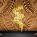 Elegant Floral Installation With Golden Curtains Central Yellow Design And Stage Candle Arrangements