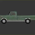 Vintage Green Old Classic Single Cab Pickup Truck Shiny Surface With Reflection