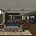 Modern Bar Interior Featuring Comfortable Sofa Armchairs Bar Counter And Wooden Floor