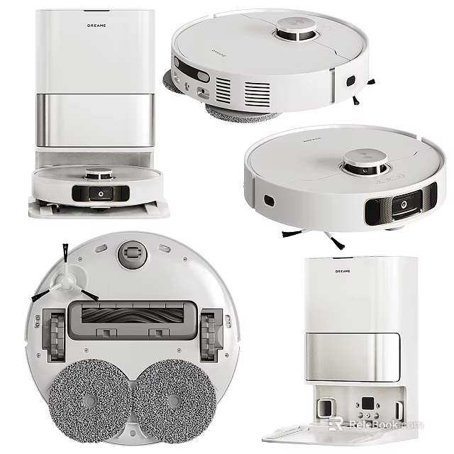 Smart Robot Vacuum Cleaner Design With Round Top And Charging Base Components 3d model 