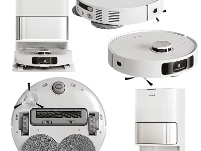 Smart Robot Vacuum Cleaner Design With Round Top And Charging Base Components 3d model