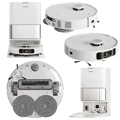 Smart Robot Vacuum Cleaner Design With Round Top And Charging Base Components 3d model
