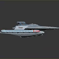 Sci Fi Spaceship Model With Blue White Design U.S.S. Enterprise NCC-1701-F Futuristic Structure