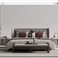 Modern Double Bed Bedroom Interior With Nightstands Lamps Bench And Rug