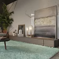 Modern Dining Living Room Interior With Large Windows City View And Glass Display Cabinet