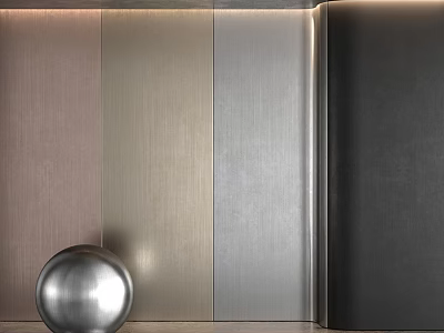 Modern Interior Wall Components With Metal Panels And Decorative Sphere 3d model