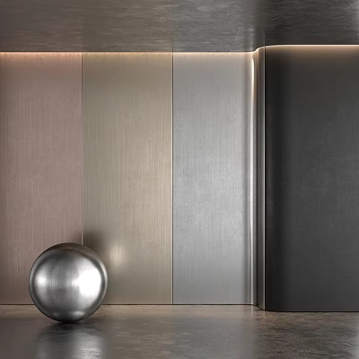 Modern Interior Wall Components With Metal Panels And Decorative Sphere 3d model