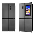 Modern French Door Refrigerators With Digital Display And Black Stainless Steel Finish